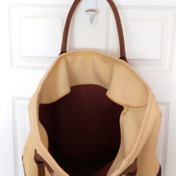 Restoration Hardware Sturdy Yellow and Plum Canvas Large Zippered Bag - Picture 2 of 11